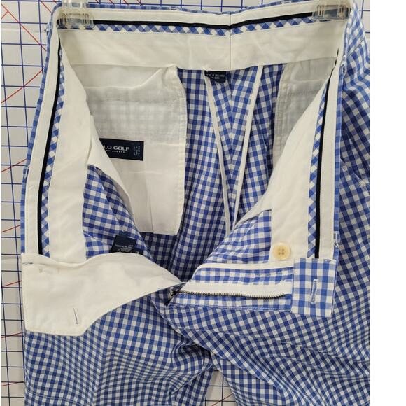 Ralph‎ Lauren Polo Golf Blue Gingham Plaid Mens Performance Shorts - Picture 6 of 15